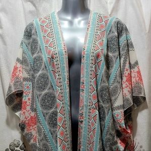 Indulge | Wrap Cardigan | Size: L | Color: White w/ Print